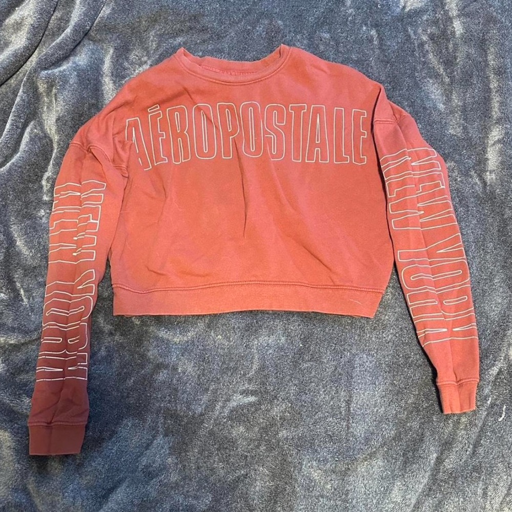 Aeropostale orange crew neck cropped sweater